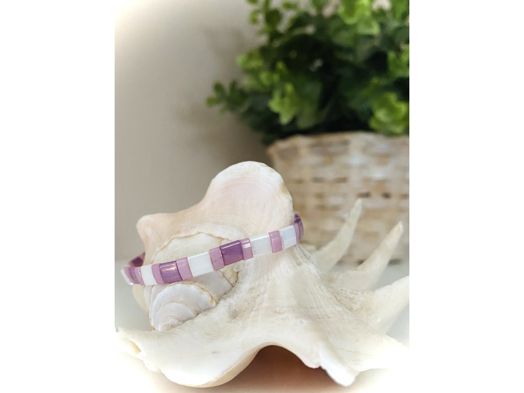 náramek Miyuki Tila white rose