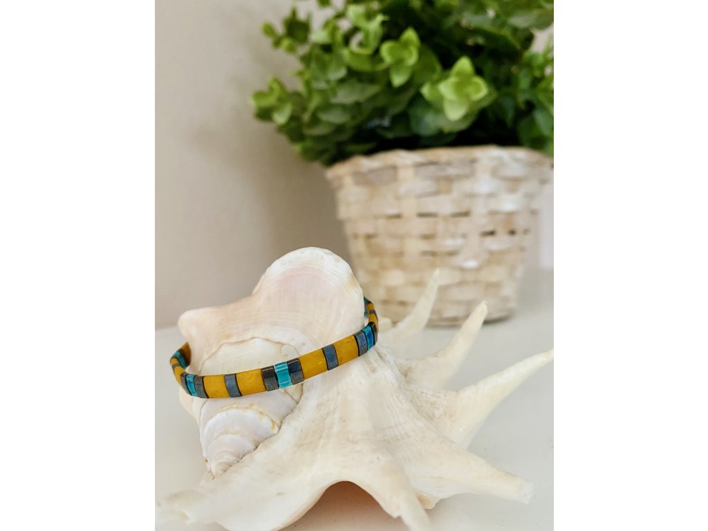 náramek Miyuki Tila blue yellow