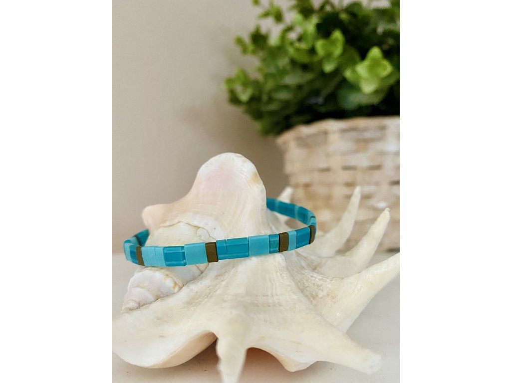 náramek Miyuki Tila matte Blue bronze