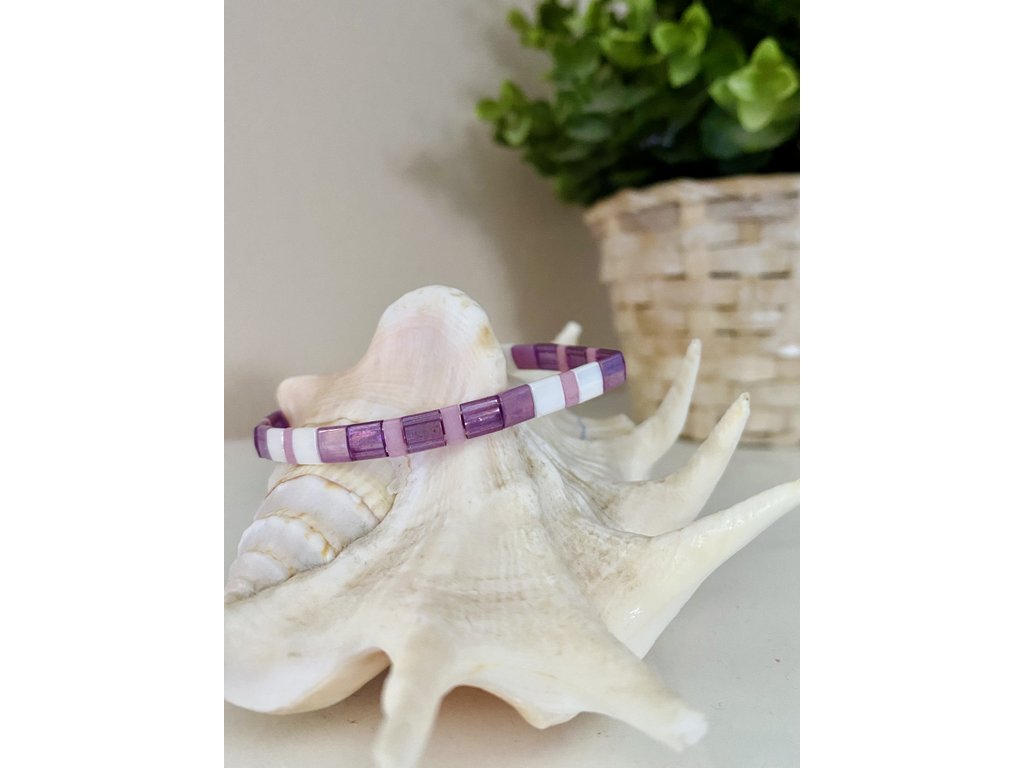 náramek Miyuki Tila pink white purple