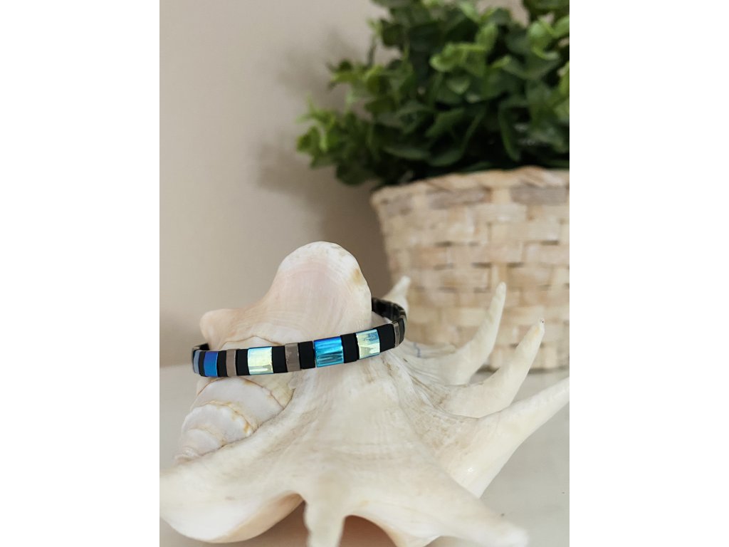 náramek Miyuki Tila black blue green