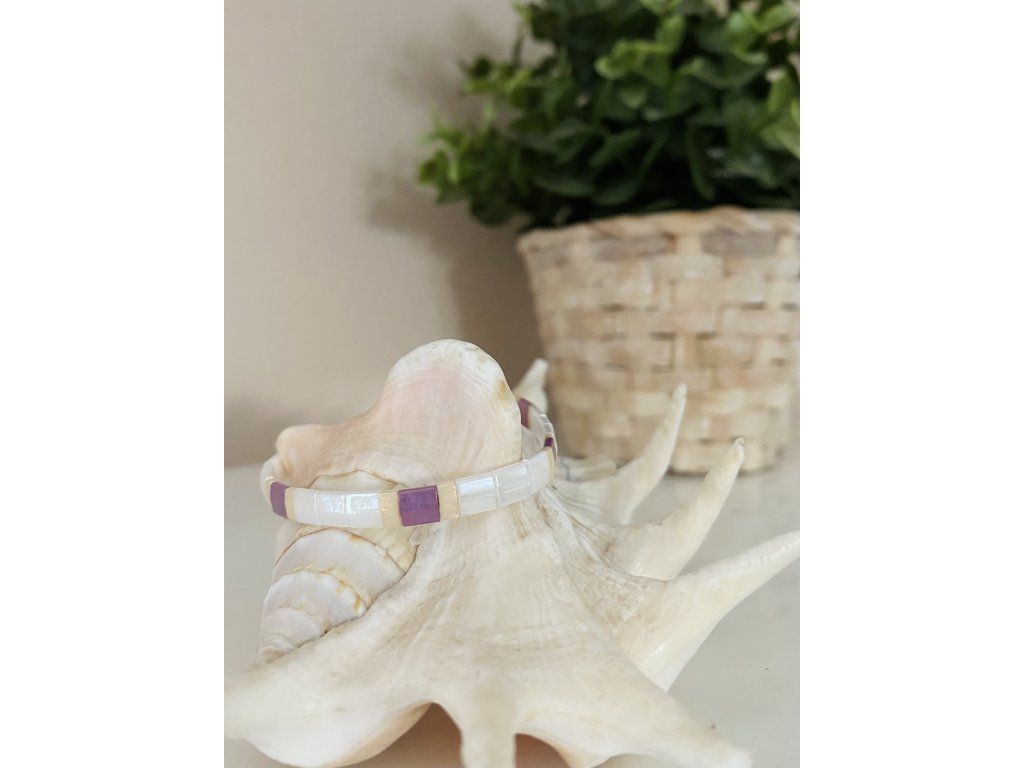 náramek Miyuki Tila White pink beige