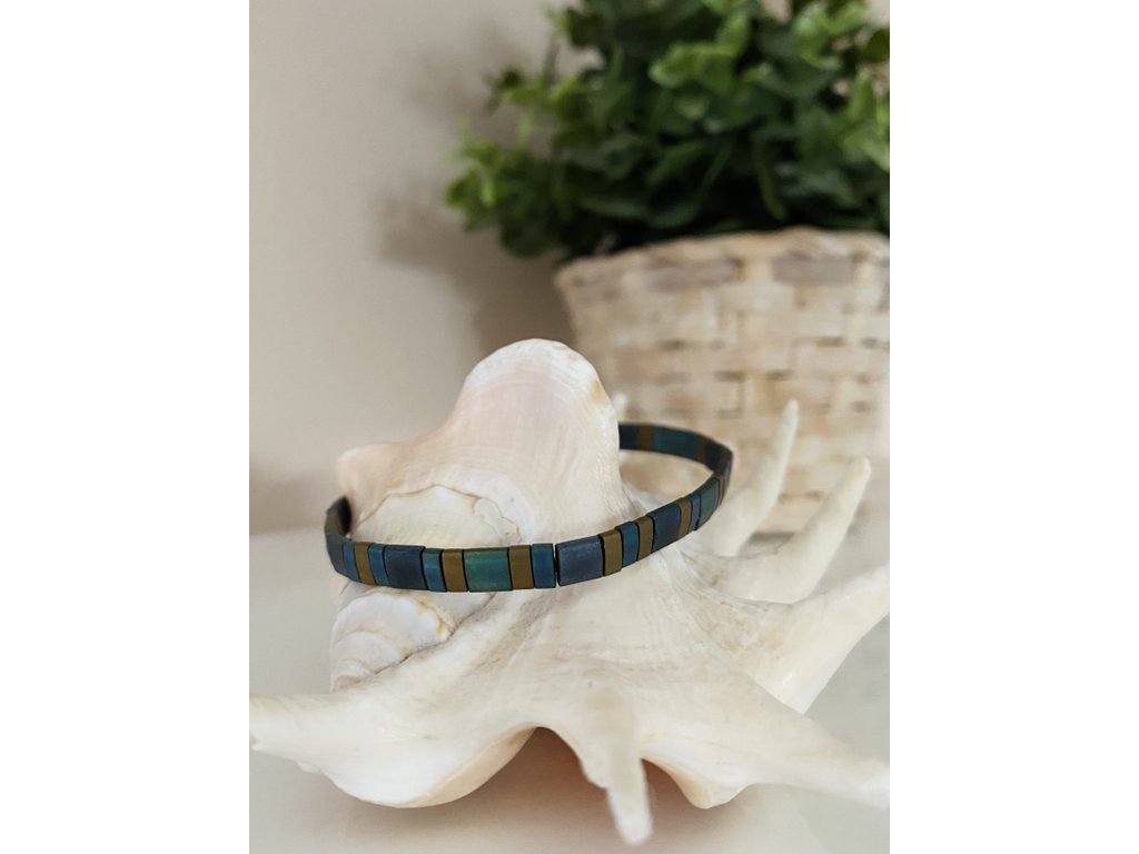 náramek Miyuki Tila matte grey blue bronze