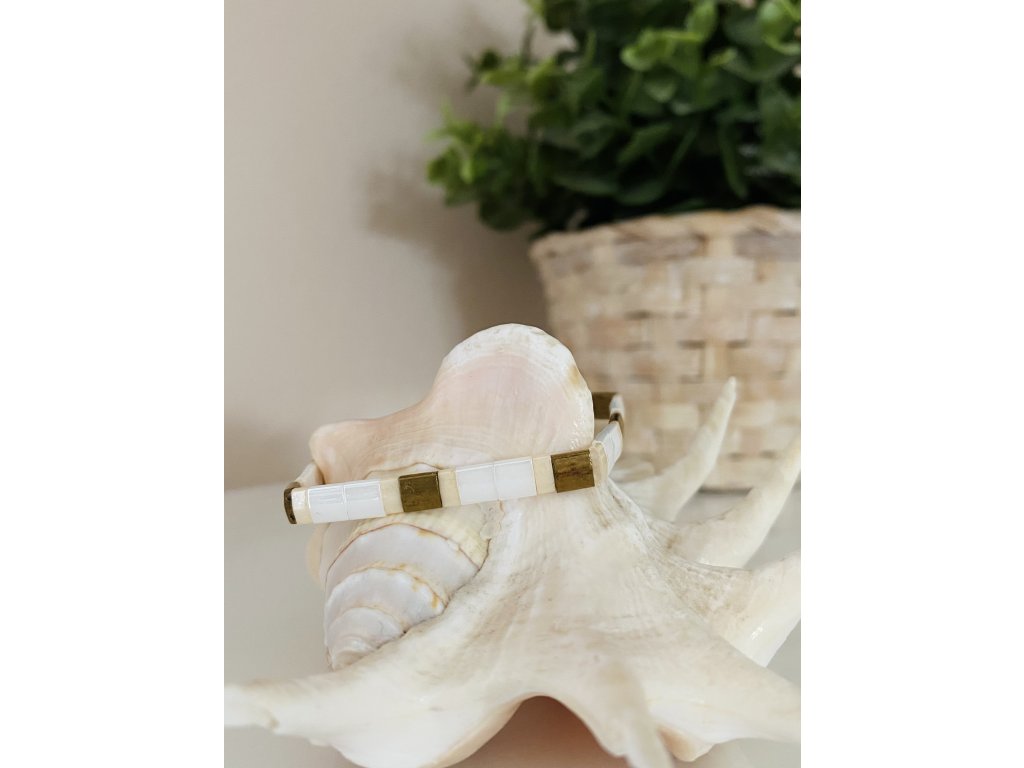 náramek Miyuki Tila white bronze
