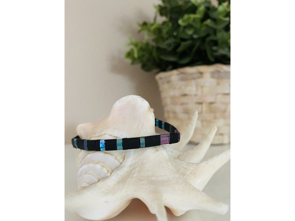 náramek Miyuki Tila black blue