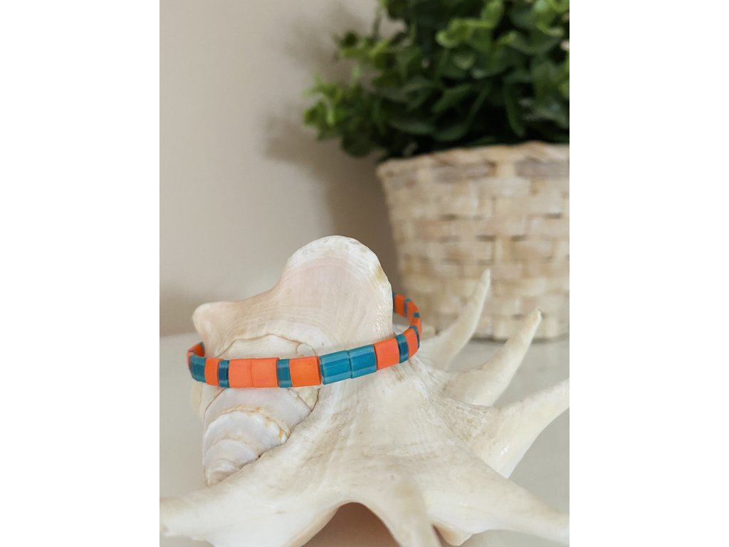 náramek Miyuki Tila blue orange