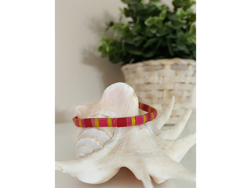 náramek Miyuki Tila red pink yellow