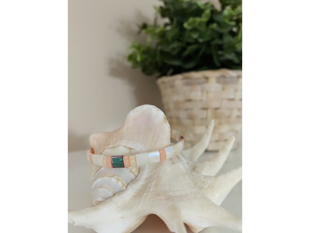 náramek Miyuki Tila beige purple green