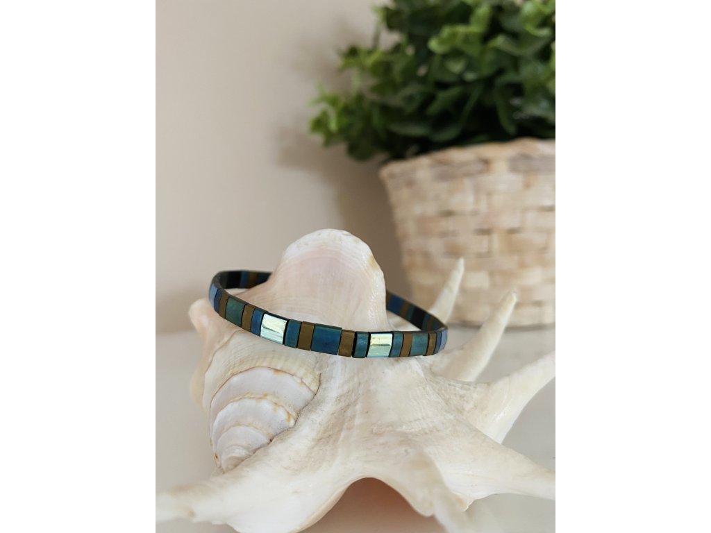 náramek Miyuki Tila brown green