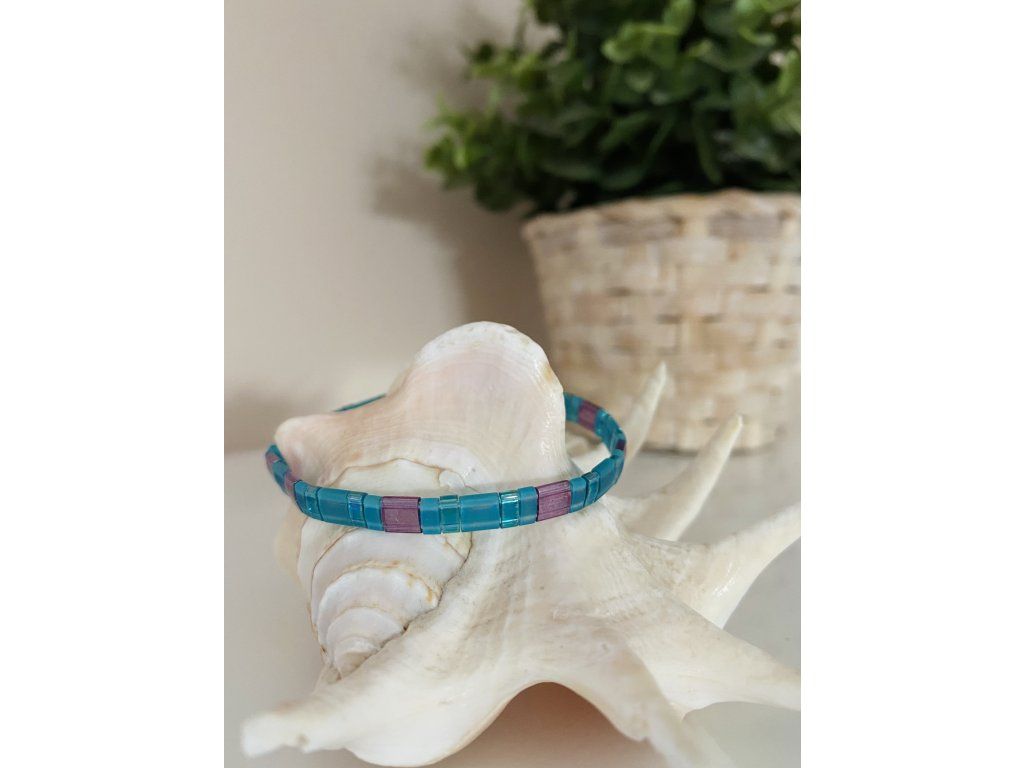 náramek Miyuki Tila pink blue