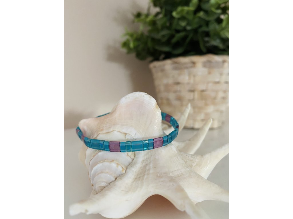 náramek Miyuki Tila pink blue