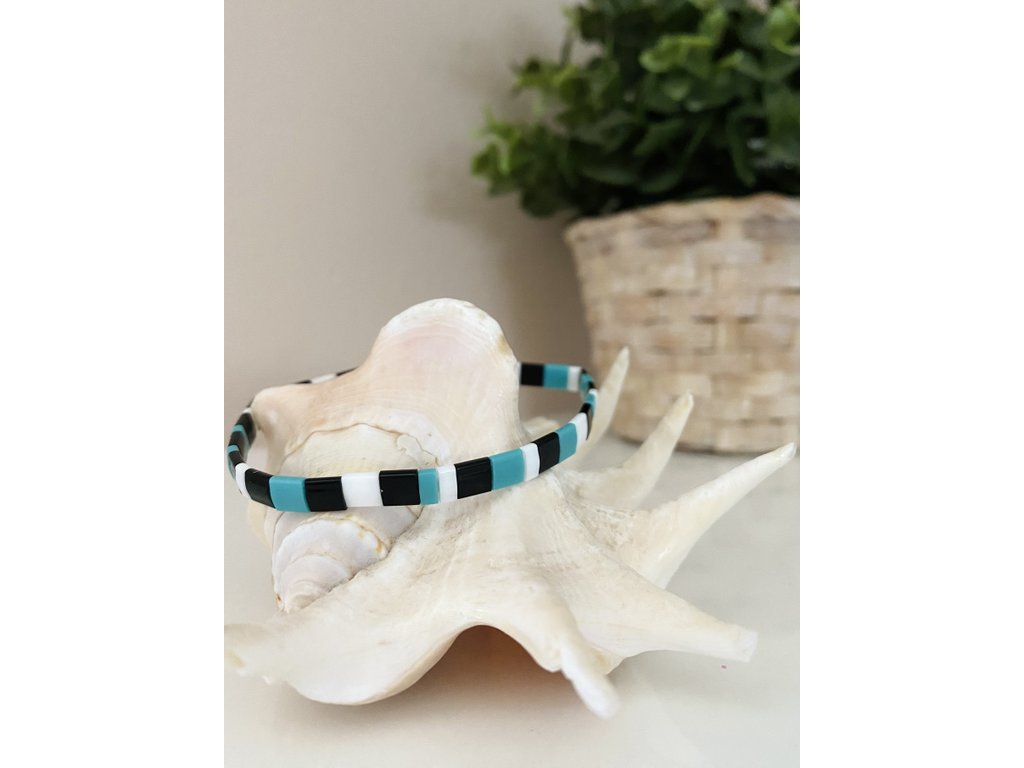 náramek Miyuki Tila White black blue
