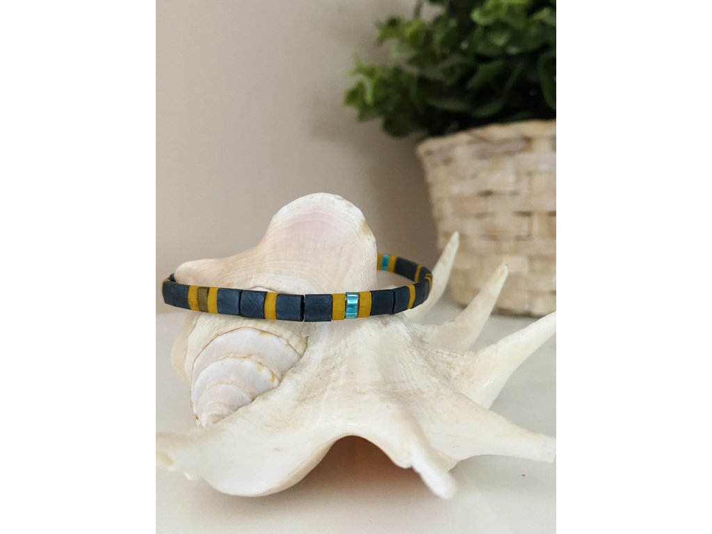 náramek Miyuki Tila blue yellow matte