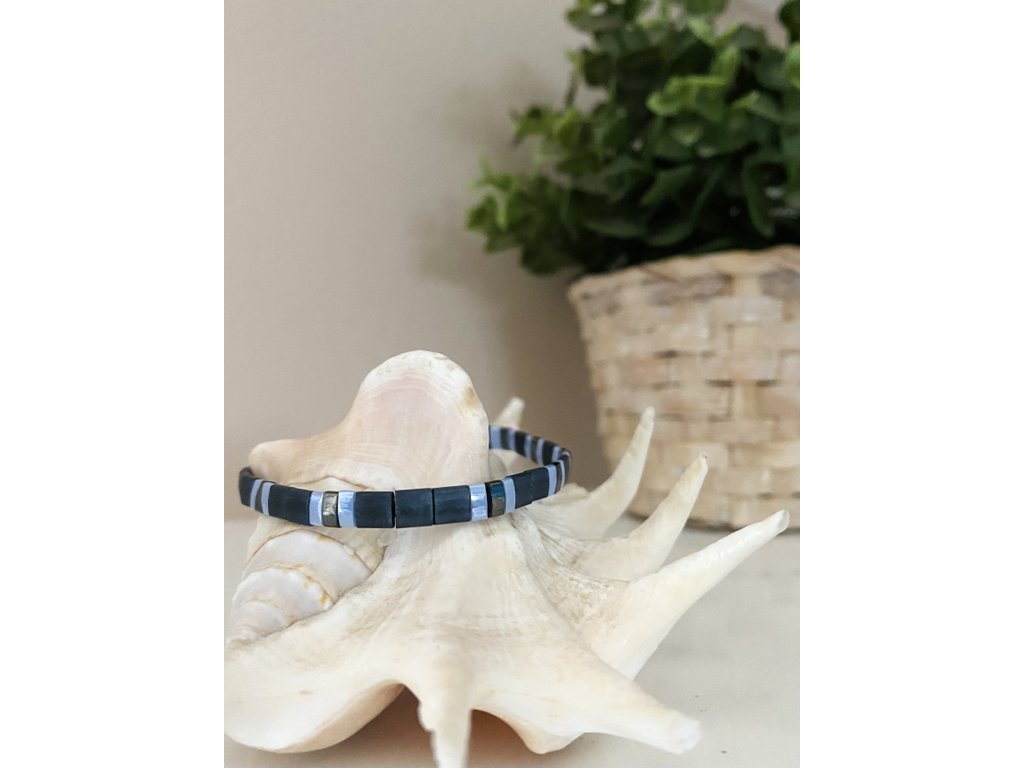 náramek Miyuki Tila light blue dark blue