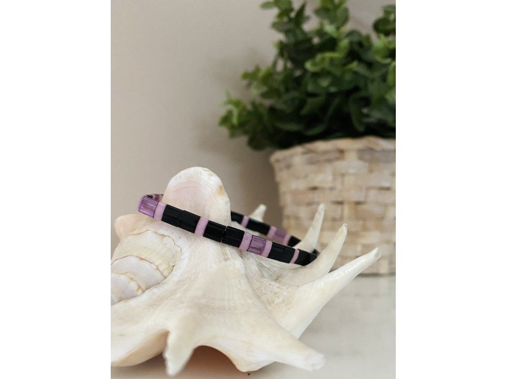 náramek Miyuki Tila black pink purple