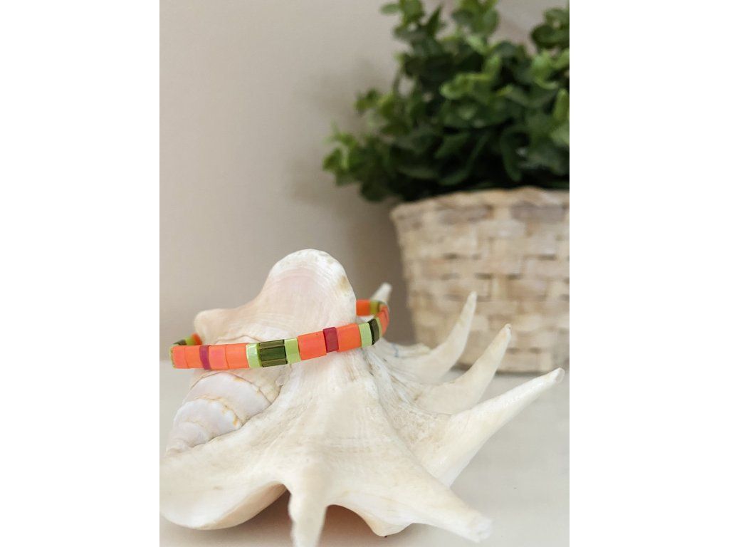 náramek Miyuki Tila orange green red
