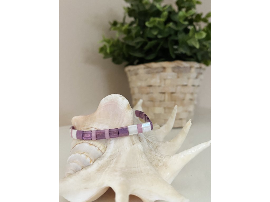 náramek Miyuki Tila purple pink white